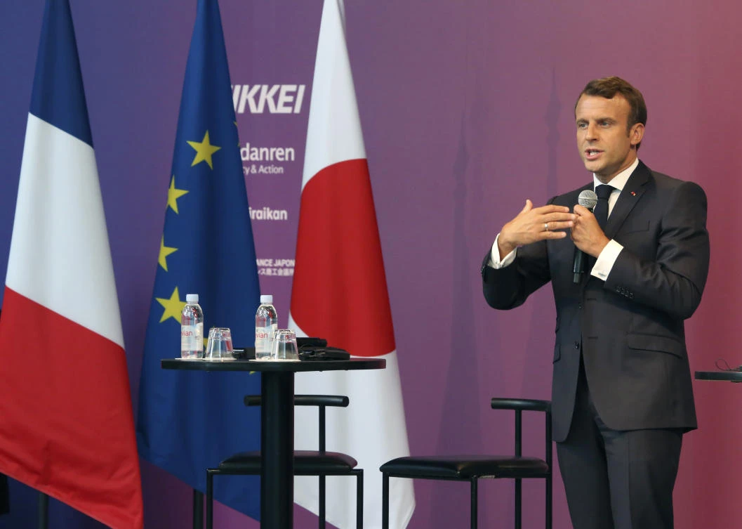 French President Emmanuel Macron’s comment contradicts recent remarks by Finance Minister Bruno Le Maire that the government was ready to reduce its 15 percent stake in Renault. (AP)
