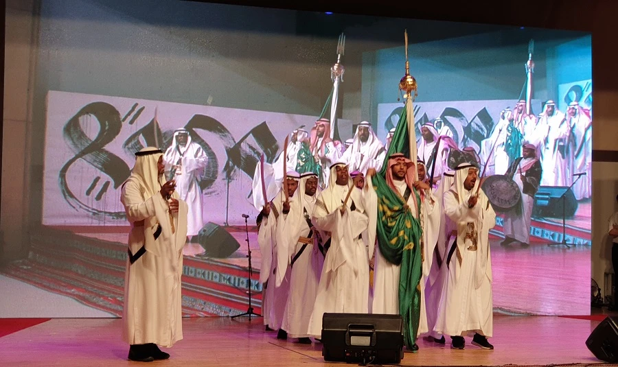 Saudi Arabian musicians perform at a concert during the cultural exhibition held at the Grand Hilton Seoul Convention Center on Thursday, June 27, 2019. (Arab News/Jeff Sung)
