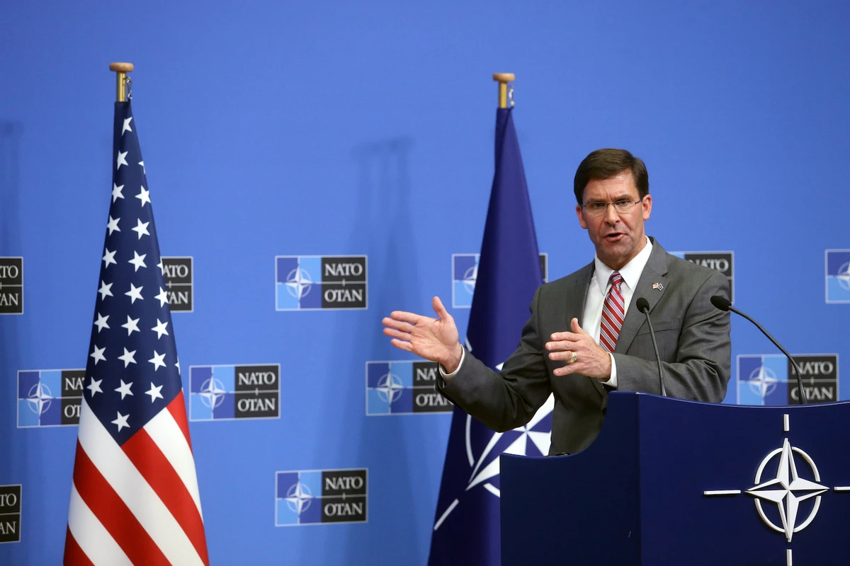Acting US Secretary for Defense Mark Esper speaks during a news conference after a NATO Defence Ministers meeting in Brussels, Belgium June 27, 2019. (Reuters)