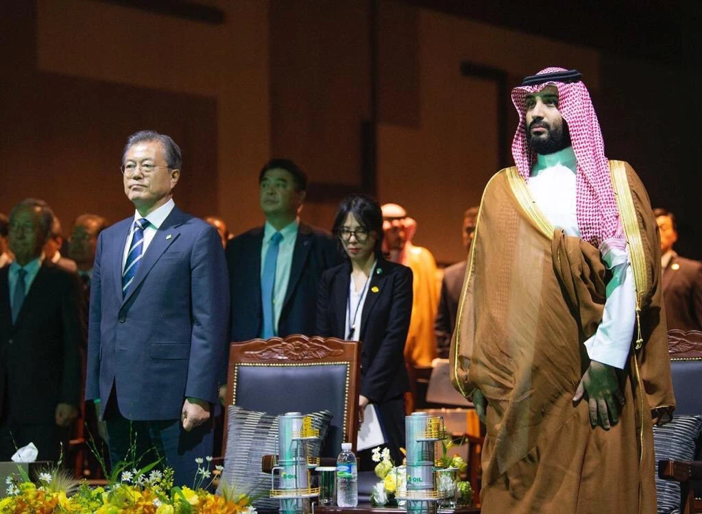 Crown Prince Mohammed bin Slaman's visit to Korea included deals between Saudi Aramco and Korean company S-Oil. (Saudi Foreign Ministry)