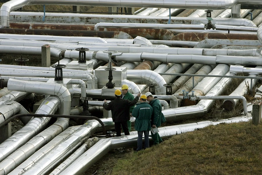 View of the refinery plant at the receiving station of the oil pipeline Druzhba in Szazhalombatta, some 30 kms south of Budapest. (AFP)