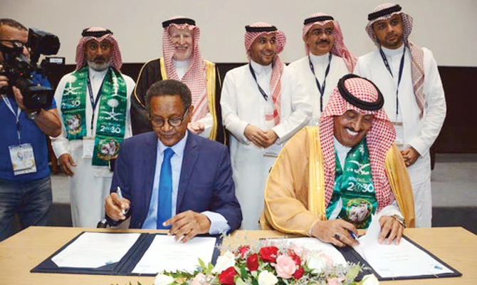 The Arab States Broadcasting Union and the Saudi organization ‘Ilamiune’ sign agreement to develop the Arab media sector. (Photo/Social media)