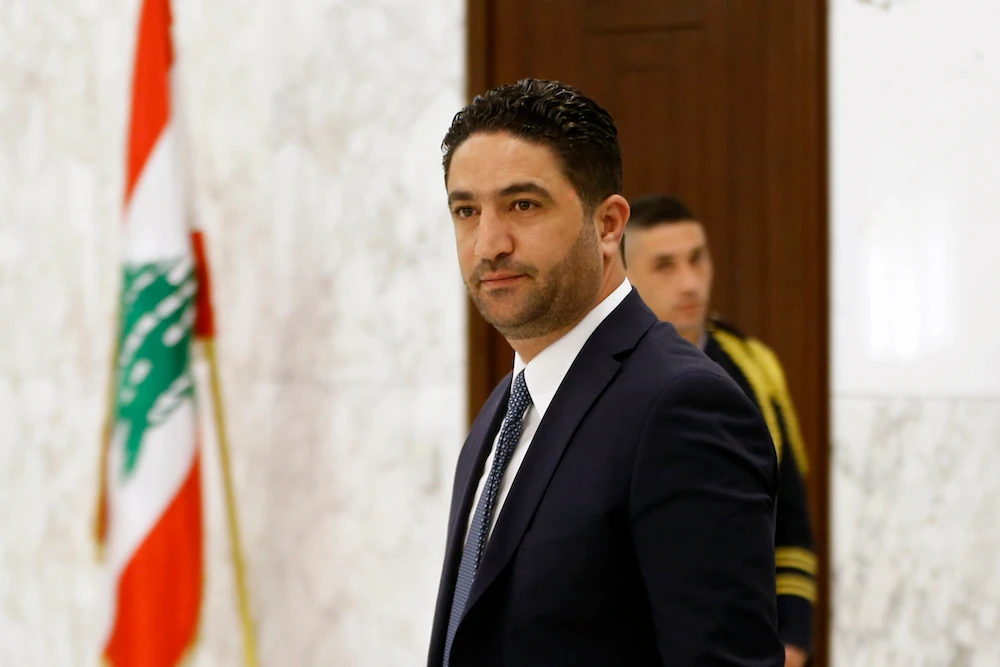 Minister of State for Displaced Affairs Saleh al-Gharib arriving to attend a meeting of the Lebanese cabinet at the Presidential Palace in Baabda, east of Beirut, Lebanon. (AP/File Photo)