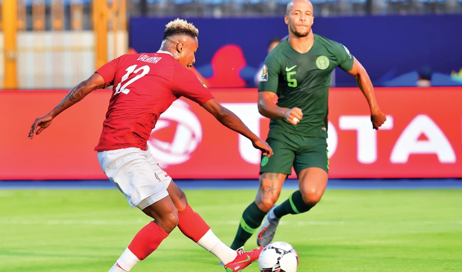 Madagascar's midfielder Lalaina Nomenjanahary shoots and scores a goal during the match against Nigeria. (AFP)