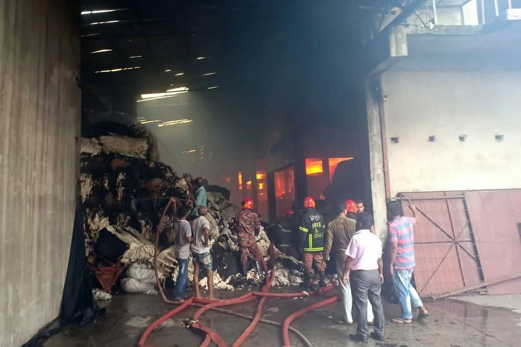 Bangladeshi fire marshals took 12 hours to control the blaze that hit the huge textile factory on Wednesday. (AFP)