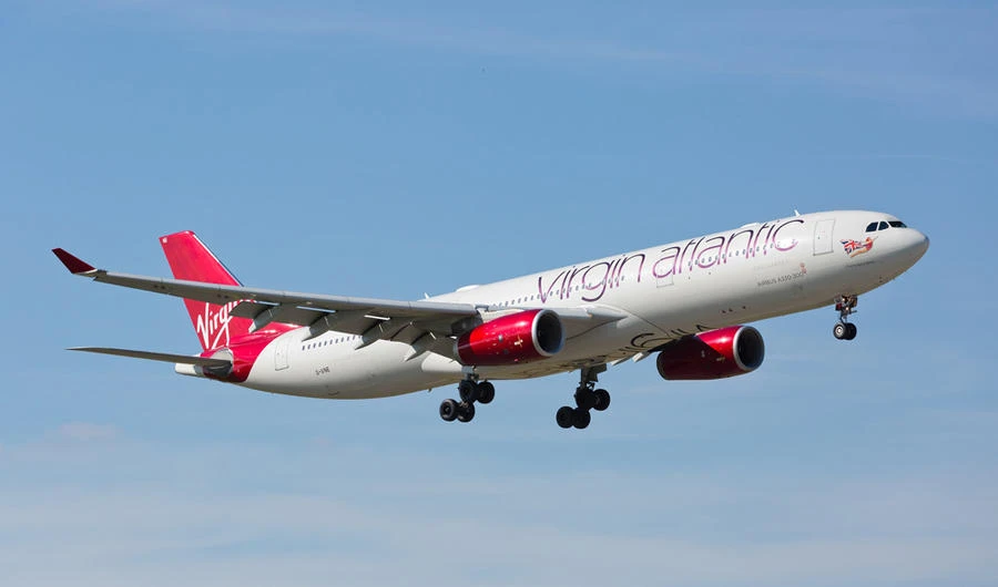 An Airbus A 330-300 plane from Virgin Atlantic landing at the Miami International Airport. (Shutterstock)