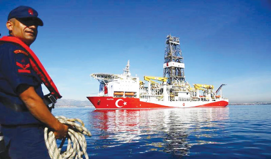 Turkey’s first drilling vessel, Fatih, above, has already started searching for gas and oil in waters considered part of Cyprus’s exclusive economic zone. (Reuters)