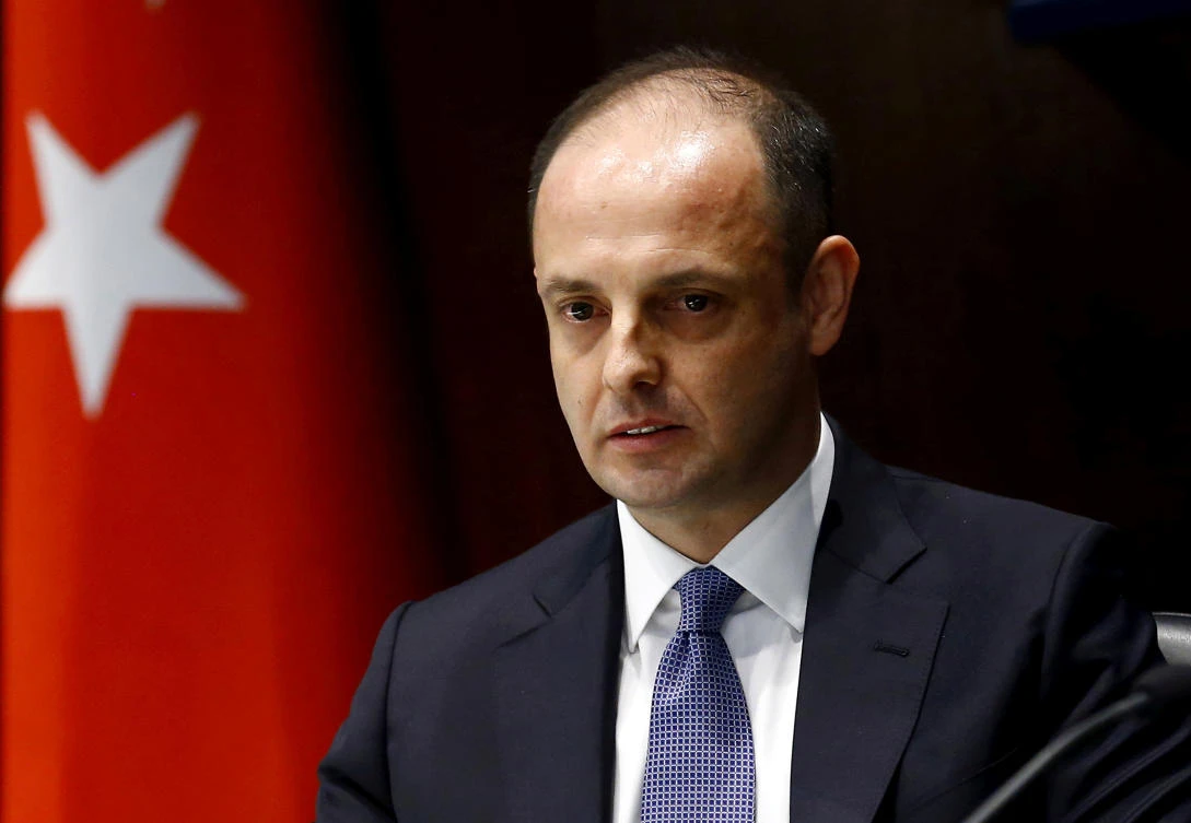 Turkey's central bank governor Murat Cetinkaya speaks during a brief ceremony at which he officially took over from outgoing governor Erdem Basci in Ankara, Turkey, April 19, 2016. (Reuters)