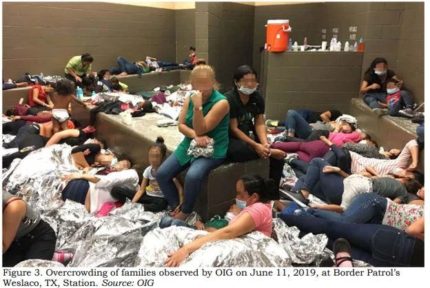 Migrant families overcrowding a Border Patrol facility on June 11, 2019 in Weslaco, Texas. (AFP/DHS Inspector General Office)