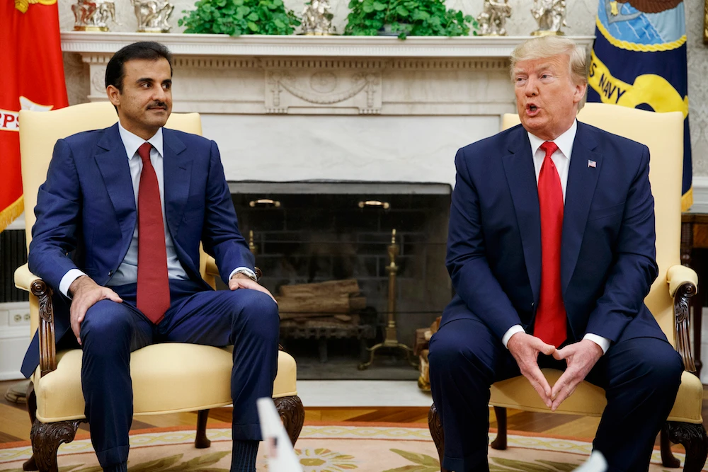 President Donald Trump and the Emir of Qatar hold talks at White House