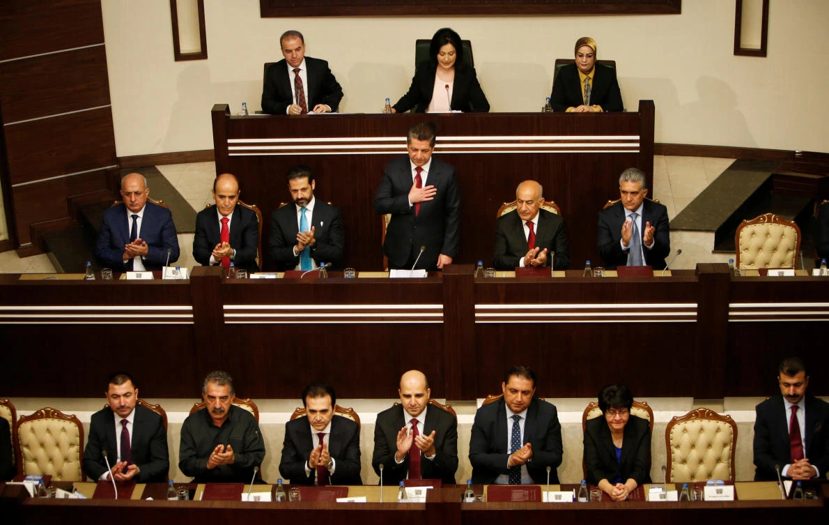 Members of the Parliament of the Kurdistan region vote to nominate Masrour Barzani for Prime Minister of the Kurdistan region, in Erbil, Iraq July 10, 2019. (Reuters)