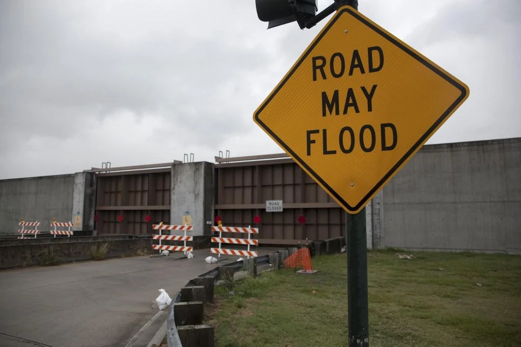 The floodgates of Lake Pontchartrain are closed ahead of Tropical Storm Barry in New Orleans, Louisiana on Friday, July 12, 2019. (AFP)
