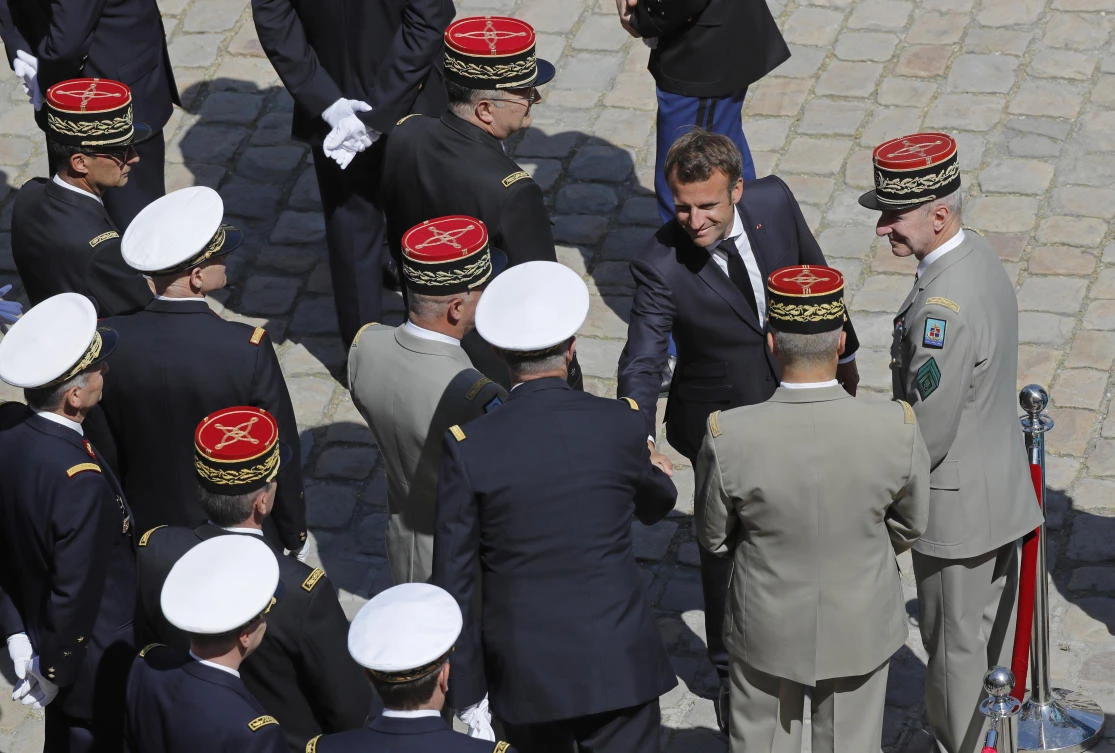 Key EU leaders are joining French President Emmanuel Macron to watch the annual military parade down the Champs Elysees. (File/AFP)