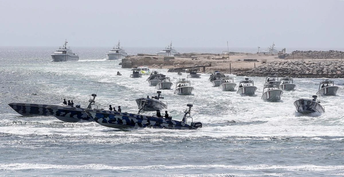 Qatar's coast guards take part in the inauguration ceremony of the new building of the General Directorate of Coasts and Borders Security, in northern Qatar Sunday. (AFP)