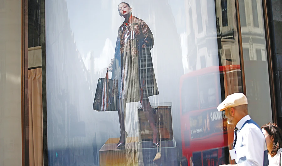 A window of a Burberry store in central London, UK. The brand said new products accounted for about half the wares in its shops by the end of June. (Reuters)