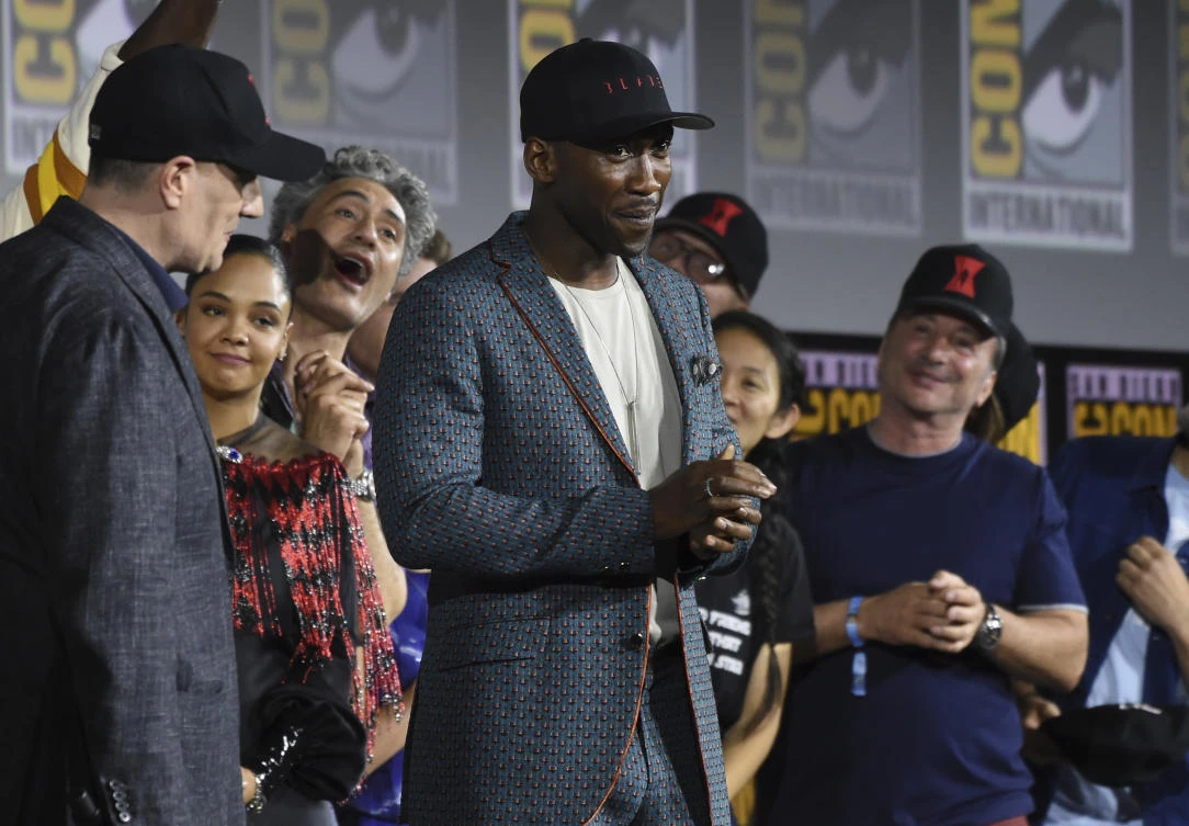 Mahershala Ali promoted his new movie "Blade" at the Marvel Studios panel on day three of Comic-Con International on Saturday in San Diego. (AP)