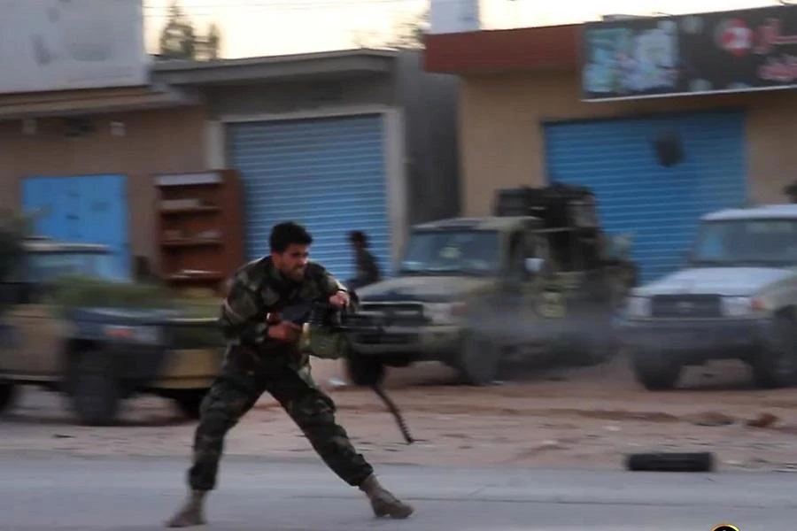Eastern-based Libyan National Army had downed a drone on Sunday in Tripoli’s southern suburb of Ain Zara. (File/AFP)