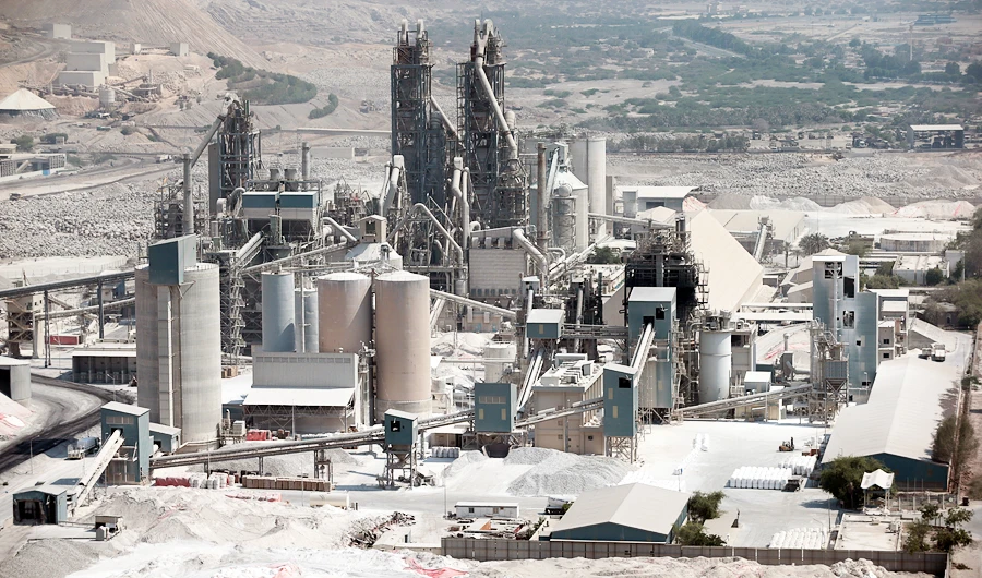A general view of Gulf Cement Company in Ghalilah, Ras al Khaimah, United Arab Emirates July 16, 2019. (REUTERS)