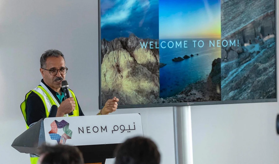CEO Nadhmi Al-Nasr gives an address at NEOM. (Photo Supplied)