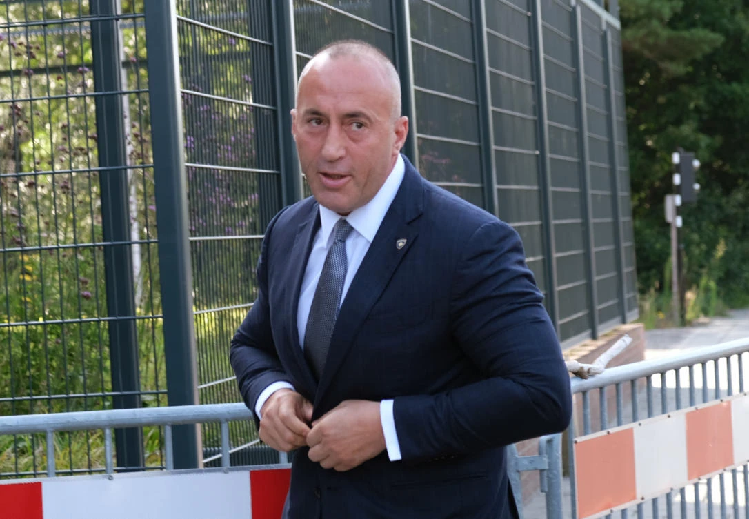 Former Kosovo Prime Minister Ramush Haradinaj arrives for a Kosovo tribunal, at the Hague, Netherlands. (AP Photo)