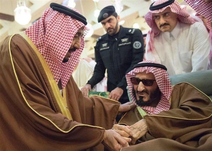 Saudi Arabia’s Prince Bandar bin Abdul Aziz Al-Saud (R) with King Salman. (Supplied)