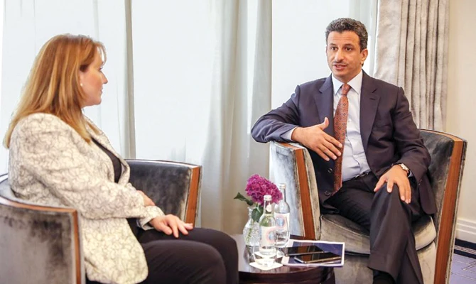 SCTH Chairman Ahmed Al Khateeb meets Gloria Guevara, president of the World Travel and Tourism Council, in London. (SPA)