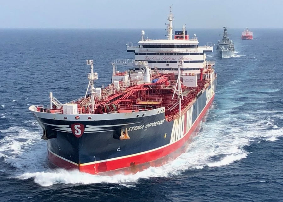 The US wants a military coalition to protect shipping in the Strait of Hormuz, where a British ship was seized this month. (British Ministry of Defence)