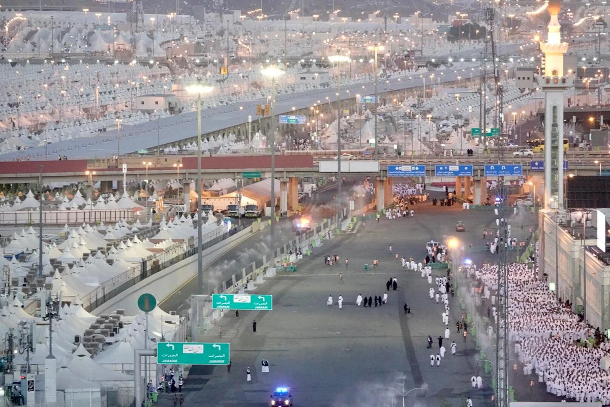 An overhead view of the white tents at Mina, traditional pilgrims' accommodation. ( (AN photo/Huda Bashatah)