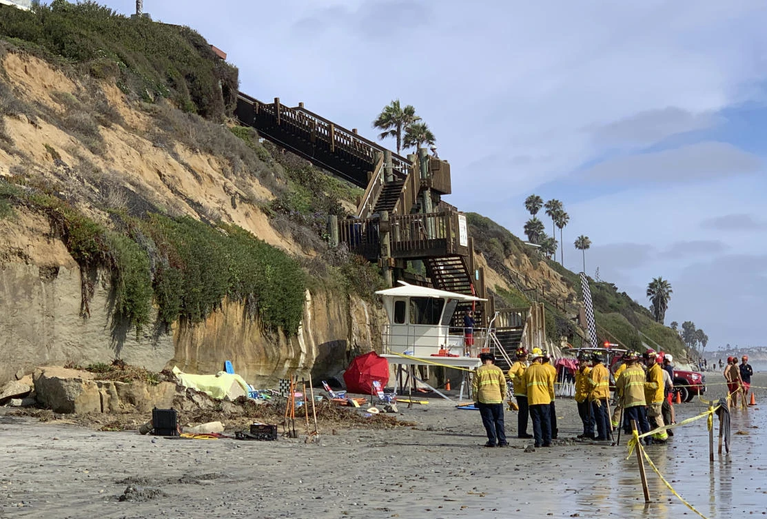 The beach was filled with people at the time of the collapse. (AP)