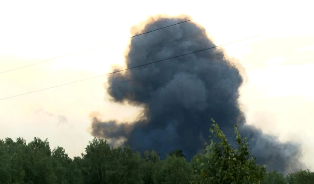 An explosion at a Russian military base in Siberia has set off fires and injured several people. (AP)