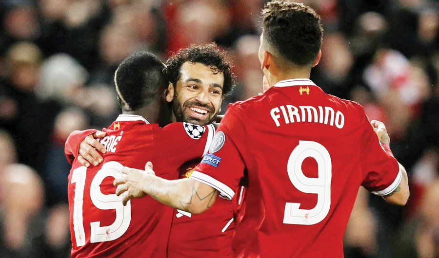 Liverpool's prolific trio of Sadio Mane, Mohamed Salah and Roberto Firmino during the Champions League semifinal first leg tie against AS Roma. (Reuters/File)