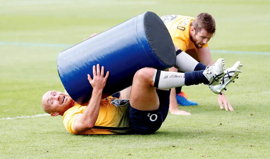 England’s Willi Heinz during a training session in Bagshot. (Reuters)
