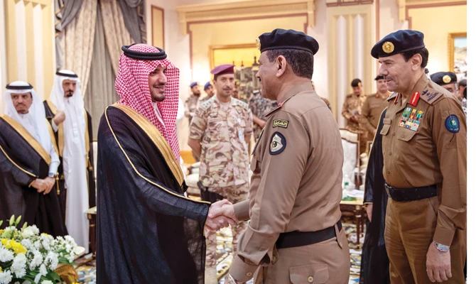 Saudi Interior Minister Prince Abdul Aziz bin Saud bin Naif meets security officials in Mina. (SPA)