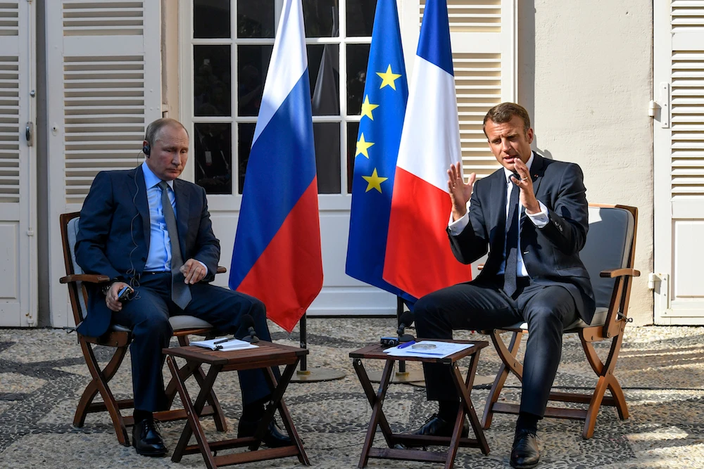 French President Emmanuel Macron held talks Monday with Russian counterpart Vladimir Putin at his Bregancon summer residence in southern France. (Reuters)