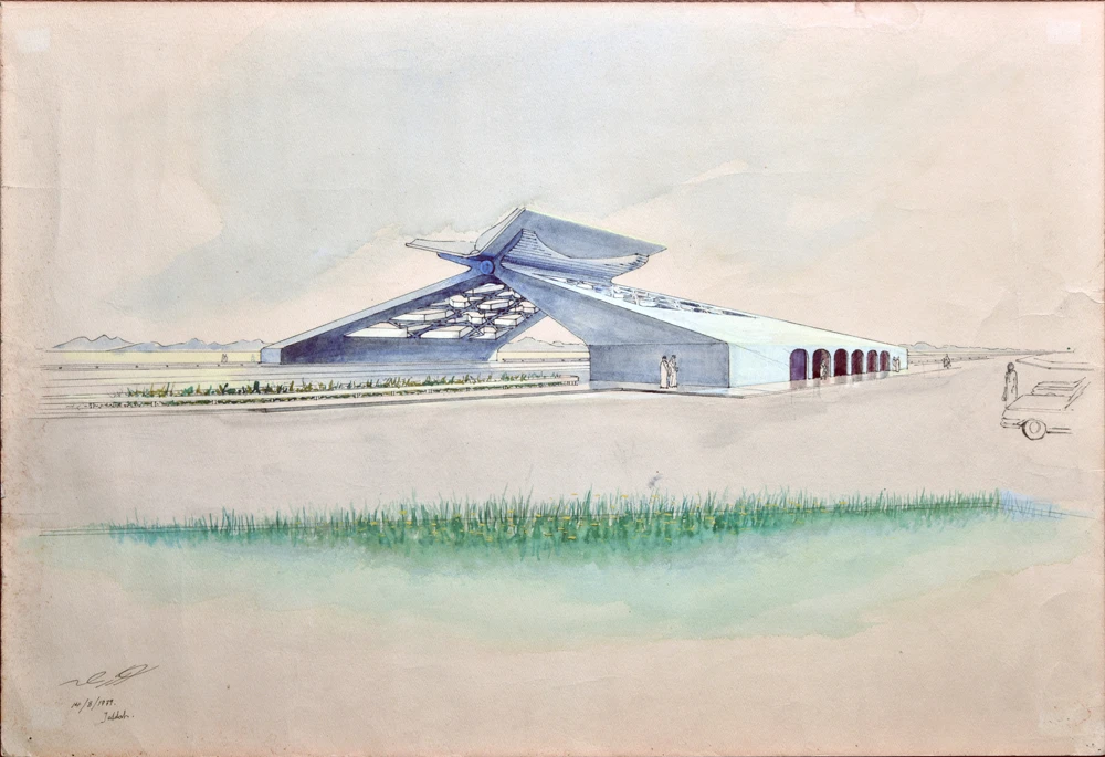 The original sketch of Saudi artist and designer of the Makkah Gate, Dia Aziz Dia, circa 1979. (Photo courtesy: Dia)