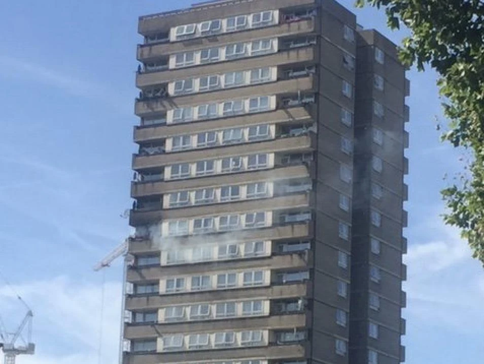 London Fire Brigade extinguishes fire near Grenfell disaster site