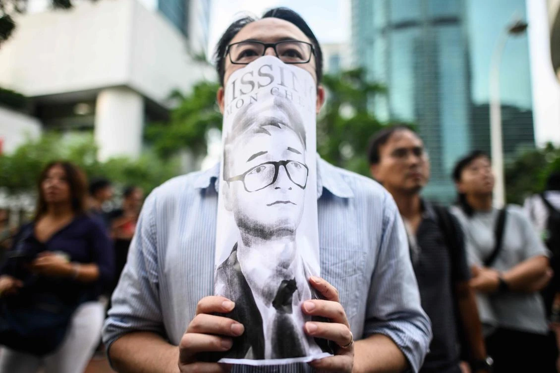 Simon Cheng, an employee of Britain’s consulate in Hong Kong, went missing earlier in August after he was detained in China. (AFP/Anthony Wallace)