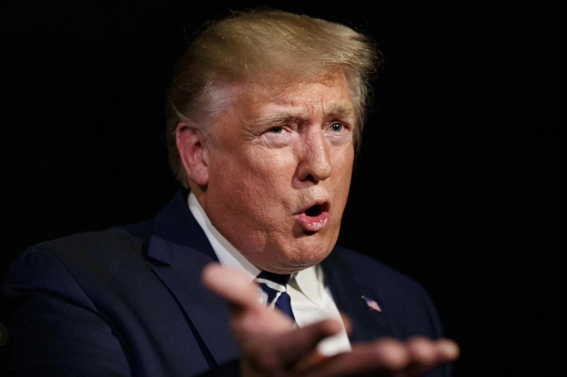 President Donald Trump appeared to refer to himself as the “chosen one” before later claiming he was just joking. (File/AP)