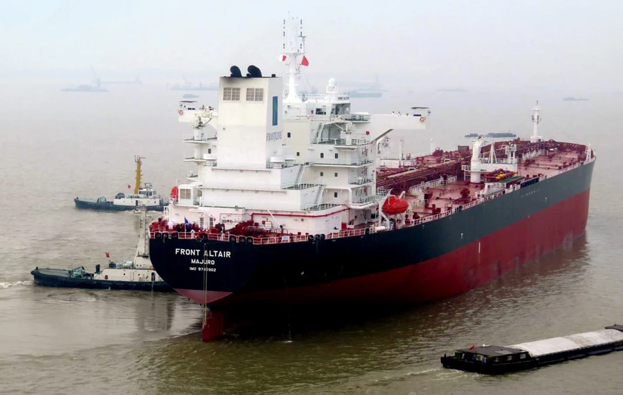 The Front Altair tanker damaged in an attack in the Strait of Hormuz in June is undergoing repairs. (Reuters)