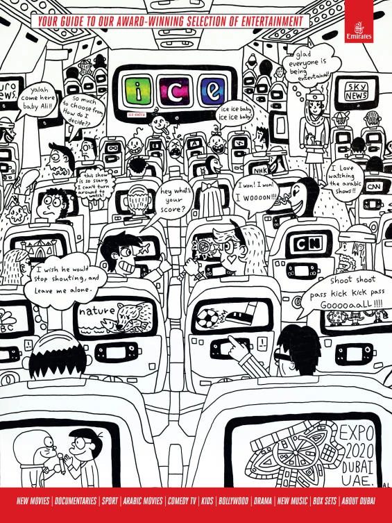 Emirates’ IFE guide features artwork by Mawaheb artist
