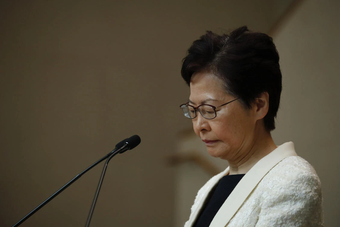 Lam said she had not contemplated discussing her resignation with the Chinese government. (AP)