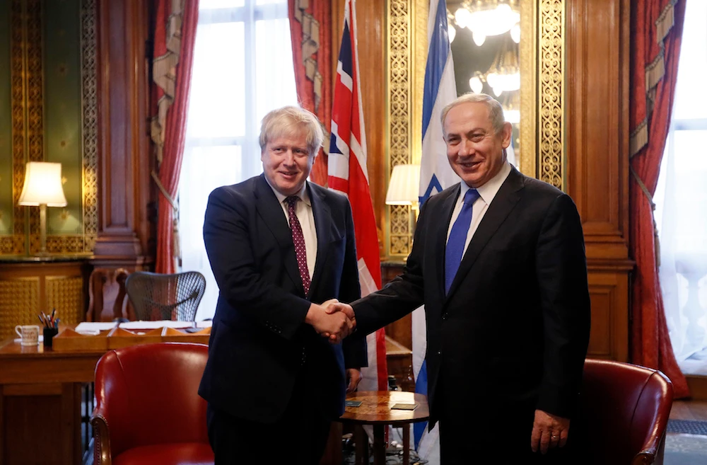 Two weeks before the Israeli elections, Prime Minister Benjamin Netanyahu will meet with British counterpart Boris Johnson and the US defense secretary to discuss Iran tensions in London. (File/AFP)