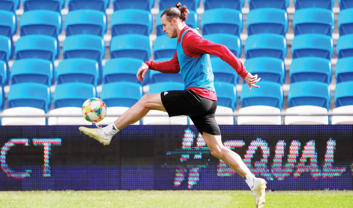 Wales’ Gareth Bale during training on Thursday for the Euro 2020 qualifier against Azerbaijan. (Reuters)