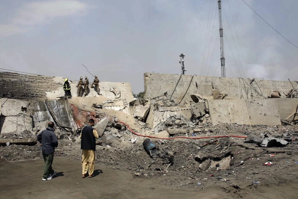 Afghan security forces secure the site where a tractor packed with explosives exploded the night before, which the Taliban claimed responsibility, at the Green Village in Kabul on September 3, 2019. (AFP)