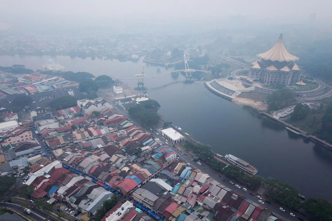 The Malaysian capital Kuala Lumpur and neighboring Singapore were also experiencing hazy conditions. (AFP)