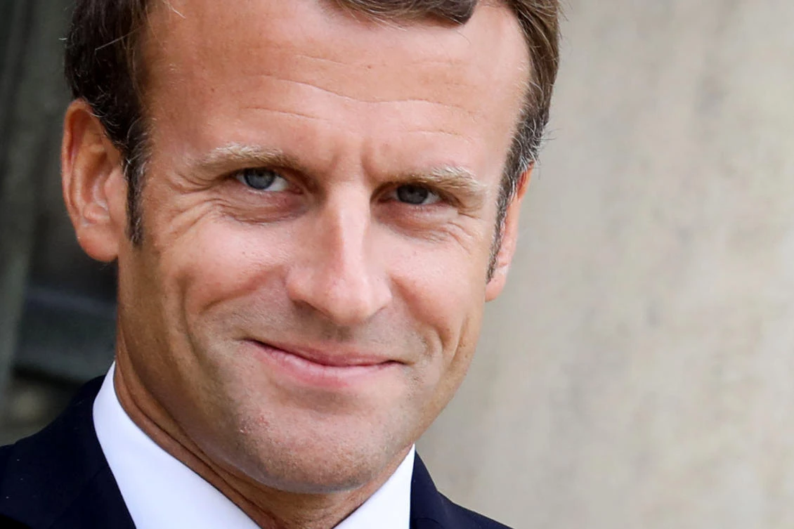 French president Emmanuel Macron reacts after a question from the press after a meeting with Central African Republic's president at the Elysee Palace in Paris, on September 5, 2019. (AFP)