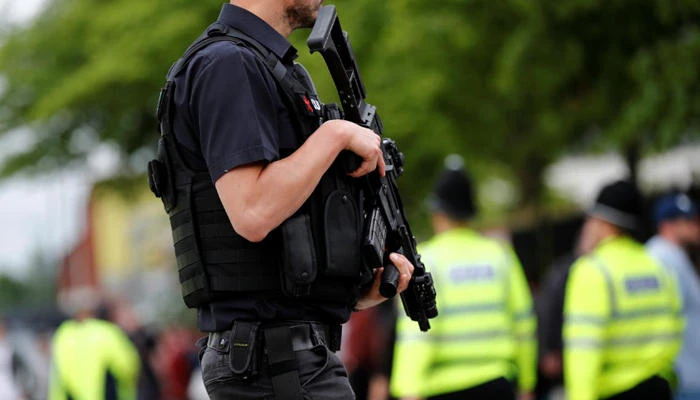 Armed police officers in Manchester, Britain, May 27, 2017. (Reuters)