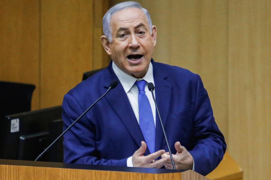 Israeli Prime Minister Benjamin Netanyahu delivers a speech at the Knesset in Jerusalem on September 11, 2019. (AFP)