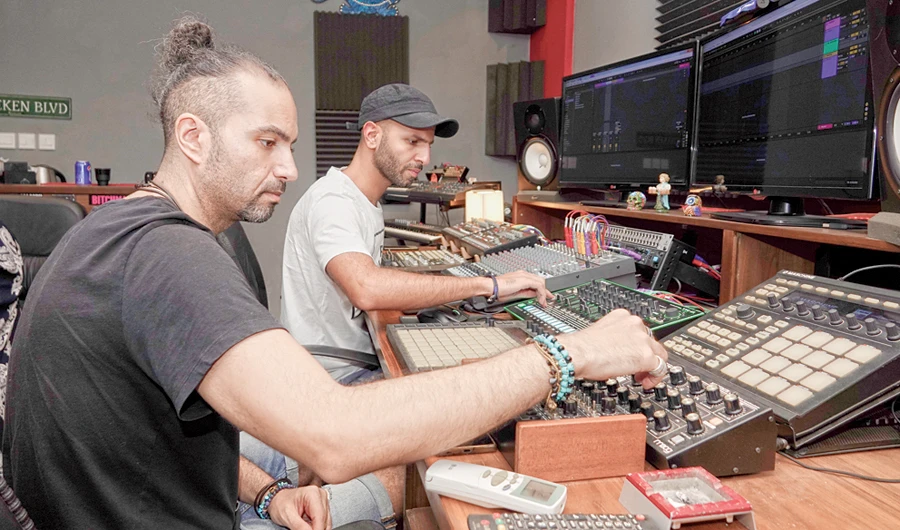 Local DJs Hats & Klaps at their home studio in Jeddah: Hamza Ali and Amin Akil. (AN photo by Huda Bashatah)