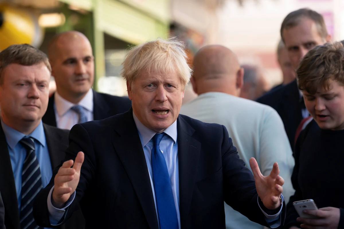 Britain's Prime Minister Boris Johnson visits Doncaster Market, in Doncaster, Britain, September 13, 2019. (Reuters)